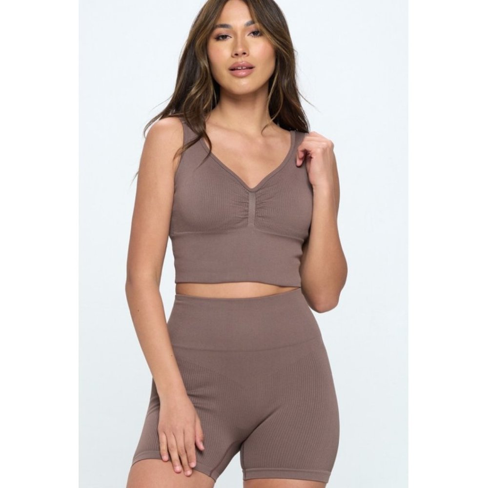 Seamless Ribbed Bike Short Set